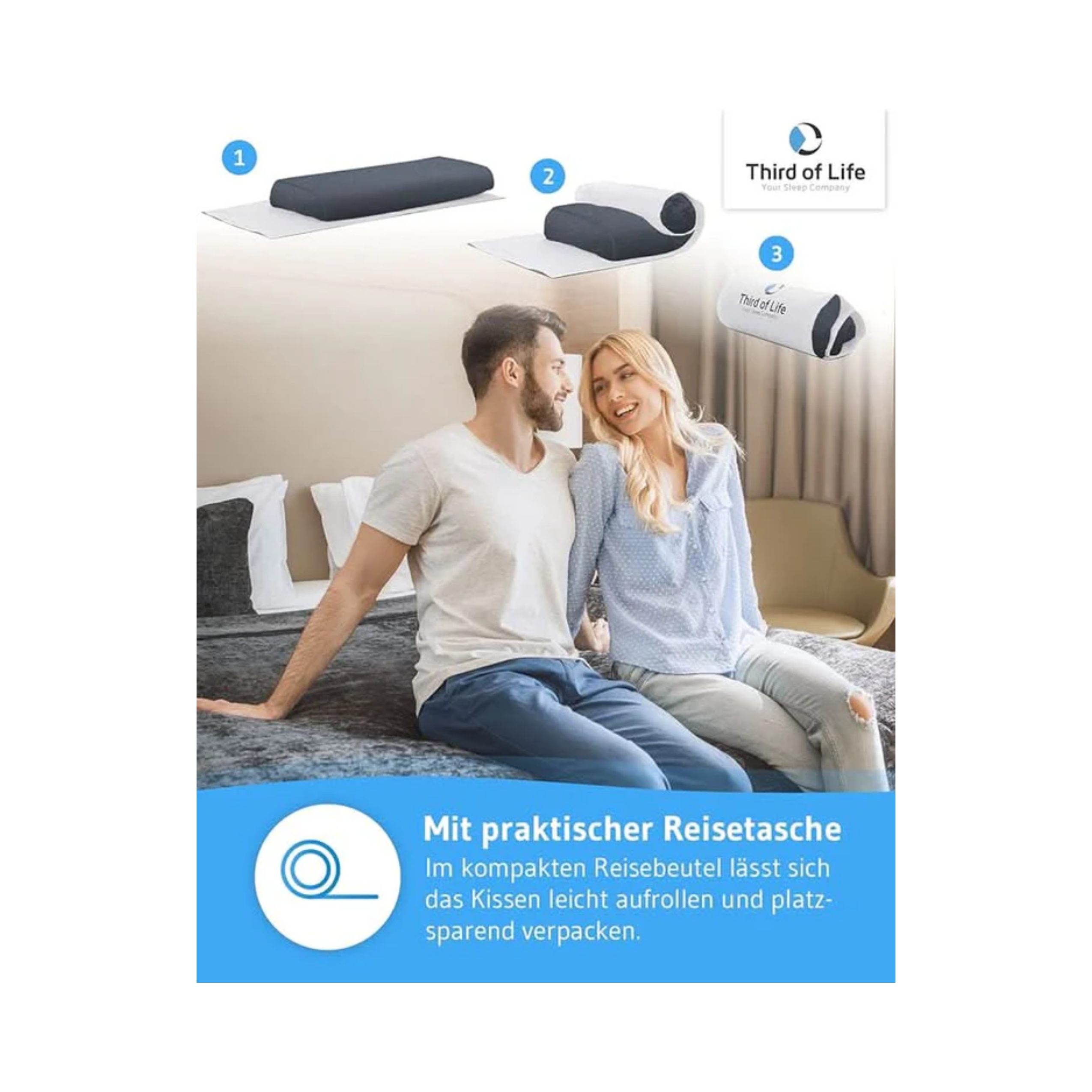 HADAR Nackenstütz-Kopfkissen, höhenverstellbar und ergonomisch aus Visco Schaum