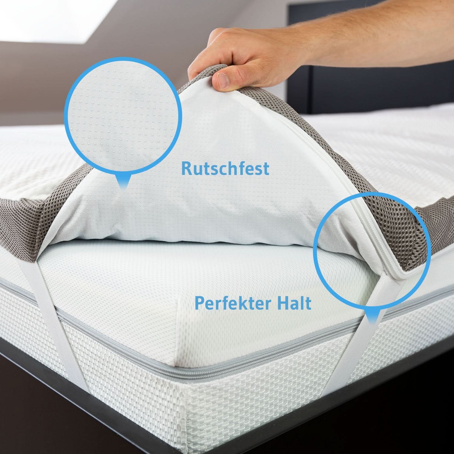 Mit Topper Topper EcoON - Ergonomische Matratzentopper aus Memory-Schaum mit Bezug ...