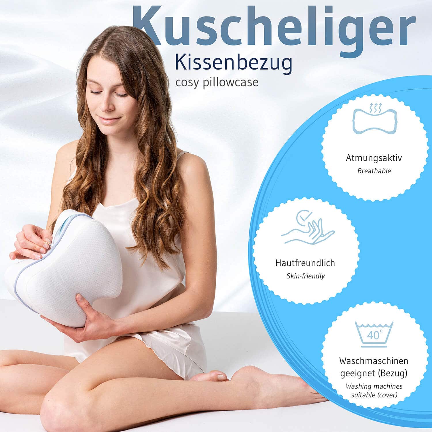 Kniekissen für Seitenschläfer I Orthopädisches Bein-Kissen aus Visco-Schaum - Third of Life