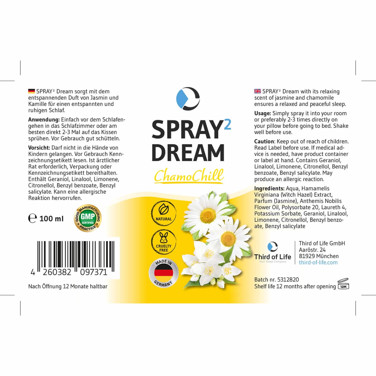 SPRAY² Dream ChamoChill Aroma-Kissenspray - Third of Life