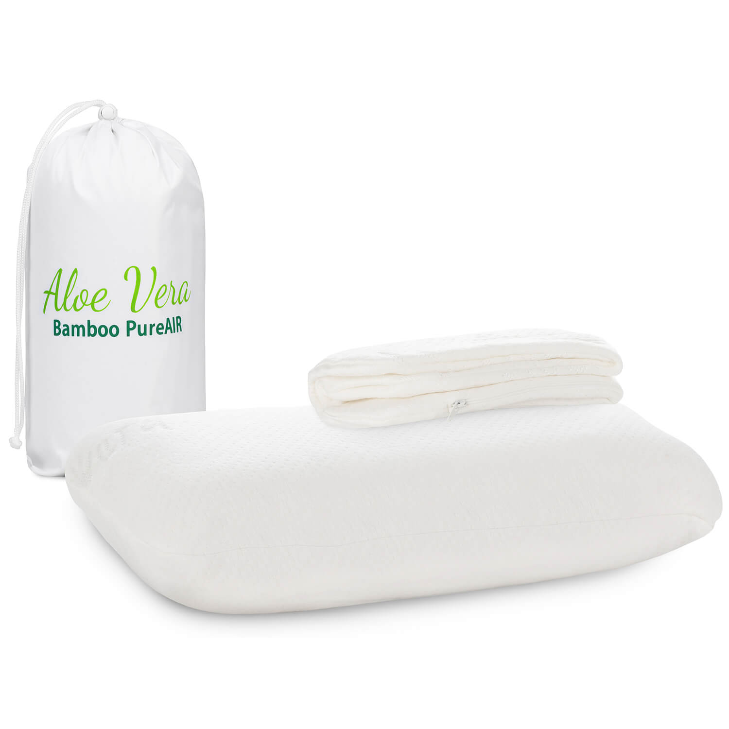Reisekissen VOLAR Aloe Vera, ergonomisches Nackenkissen für unterwegs aus Visco-Schaum mit Aloe Vera BezugThermo-Bezug, 40 x 25 cm - Third of Life