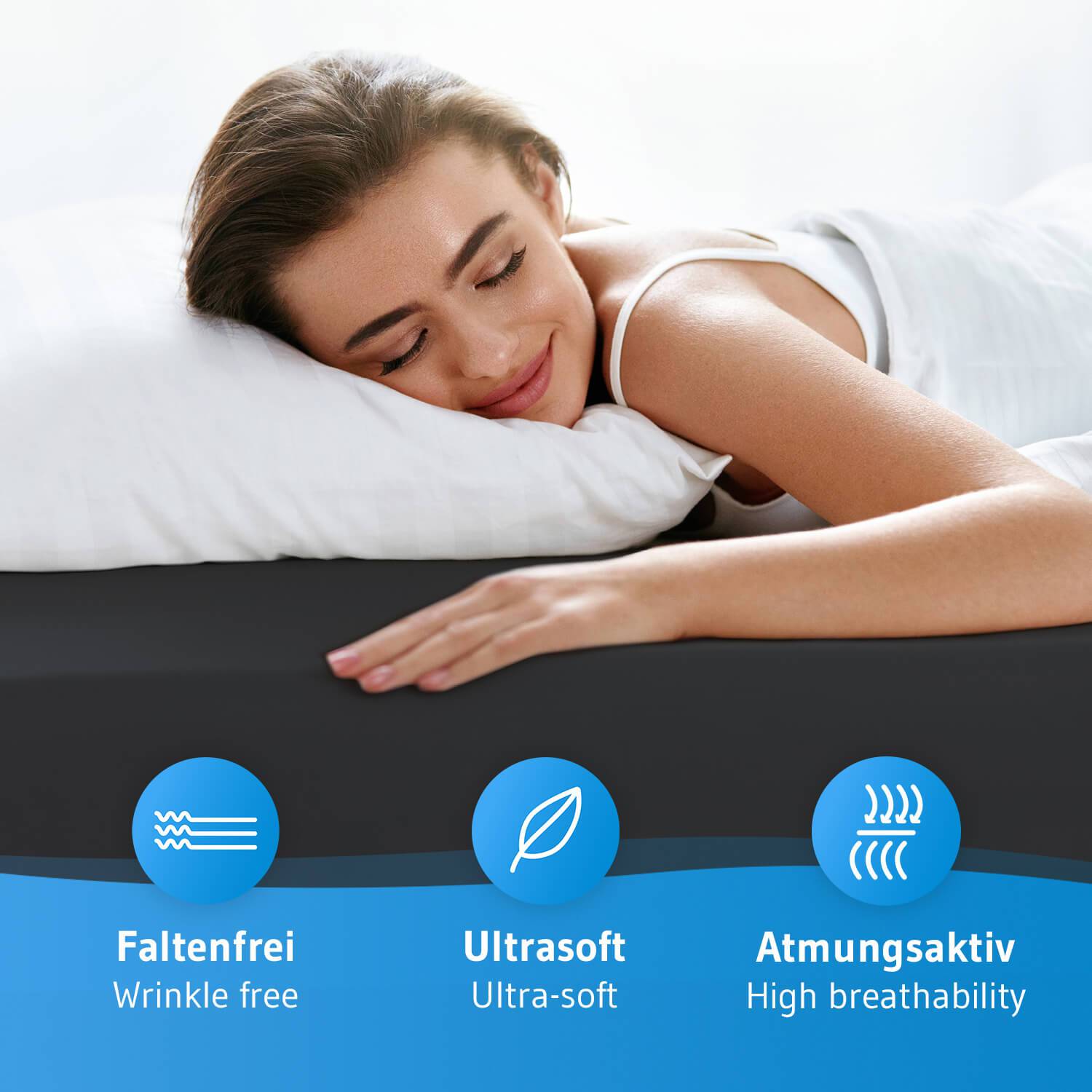 Kindergrößen: Spannbettlaken mit Elasthan BENE faltenfrei und bügelfrei, supersoft und atmungsaktiv - Third of Life