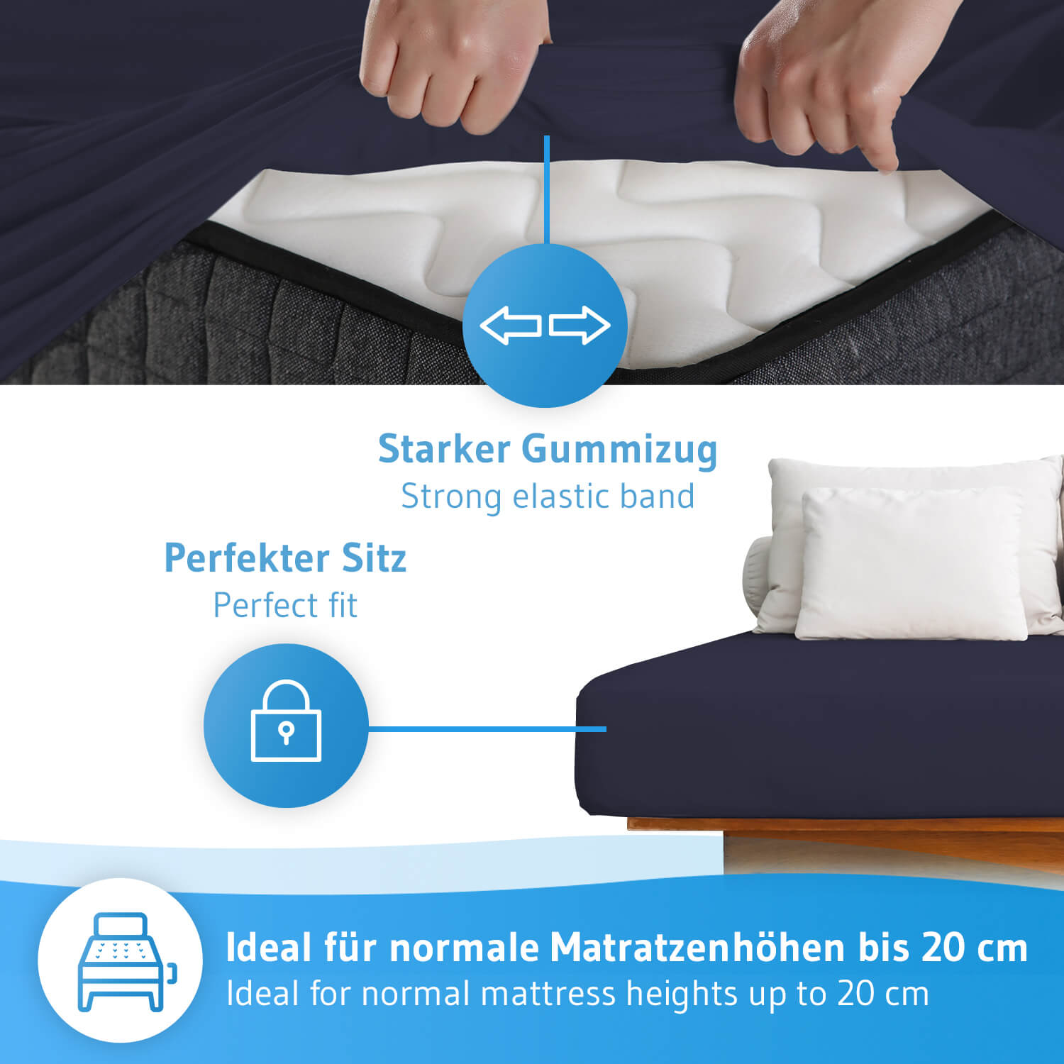 Kindergrößen: Spannbettlaken mit Elasthan BENE faltenfrei und bügelfrei, supersoft und atmungsaktiv - Third of Life