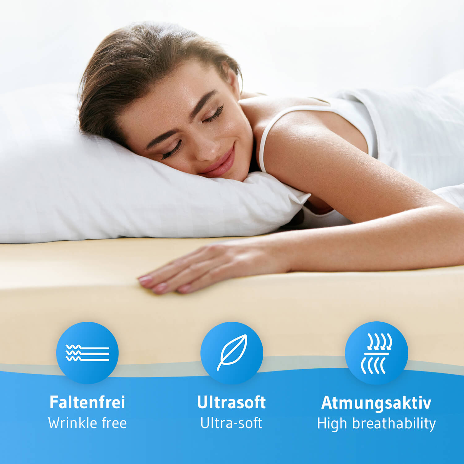 Kindergrößen: Spannbettlaken mit Elasthan BENE faltenfrei und bügelfrei, supersoft und atmungsaktiv - Third of Life