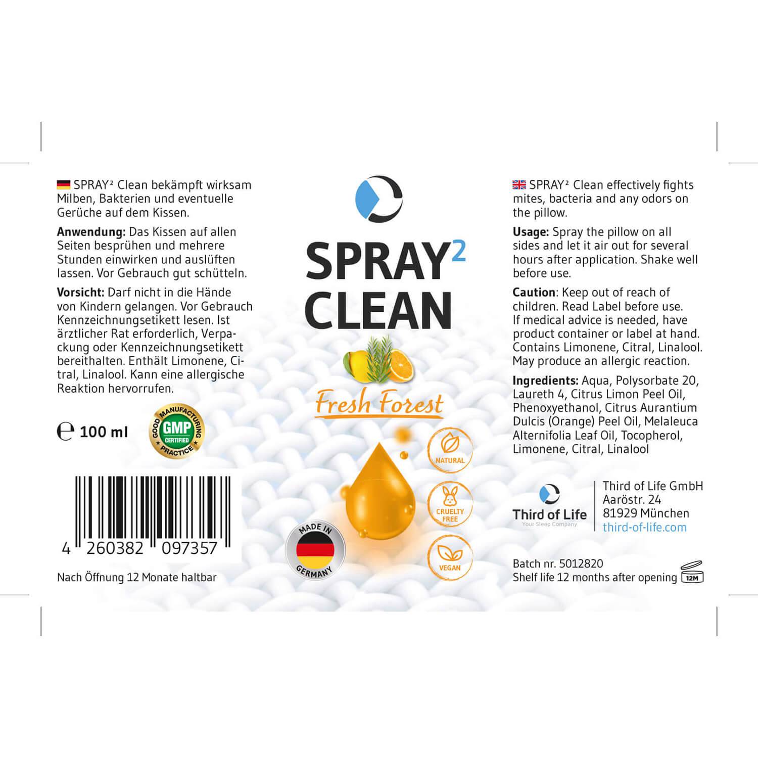 SPRAY² Clean Fresh Forest Cleaning-Kissenspray - Third of Life