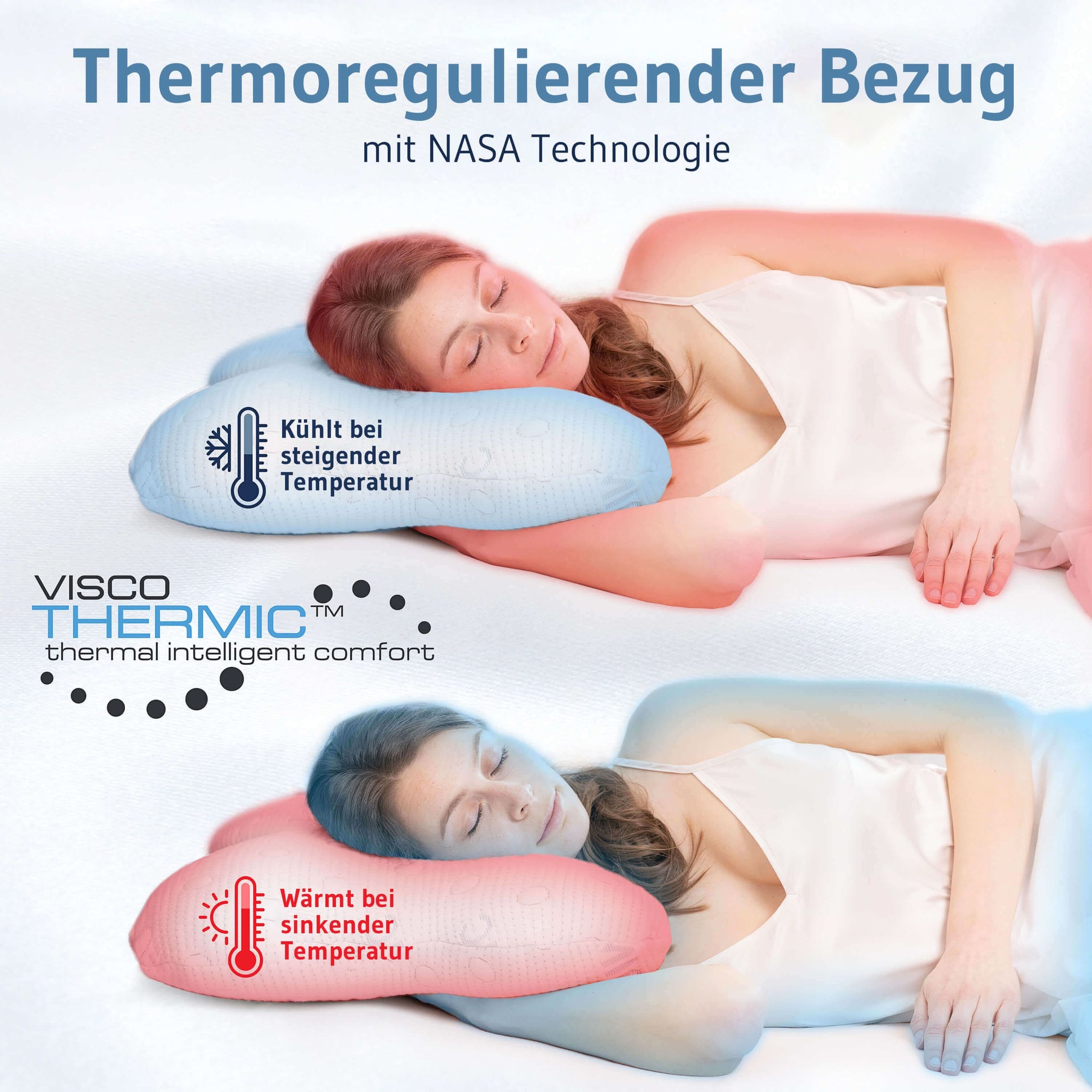Seitenschläferkissen ACAMAR, ergonomisches Schmetterlingskissen aus Visco Schaum mit thermoregulierendem Bezug - Third of Life