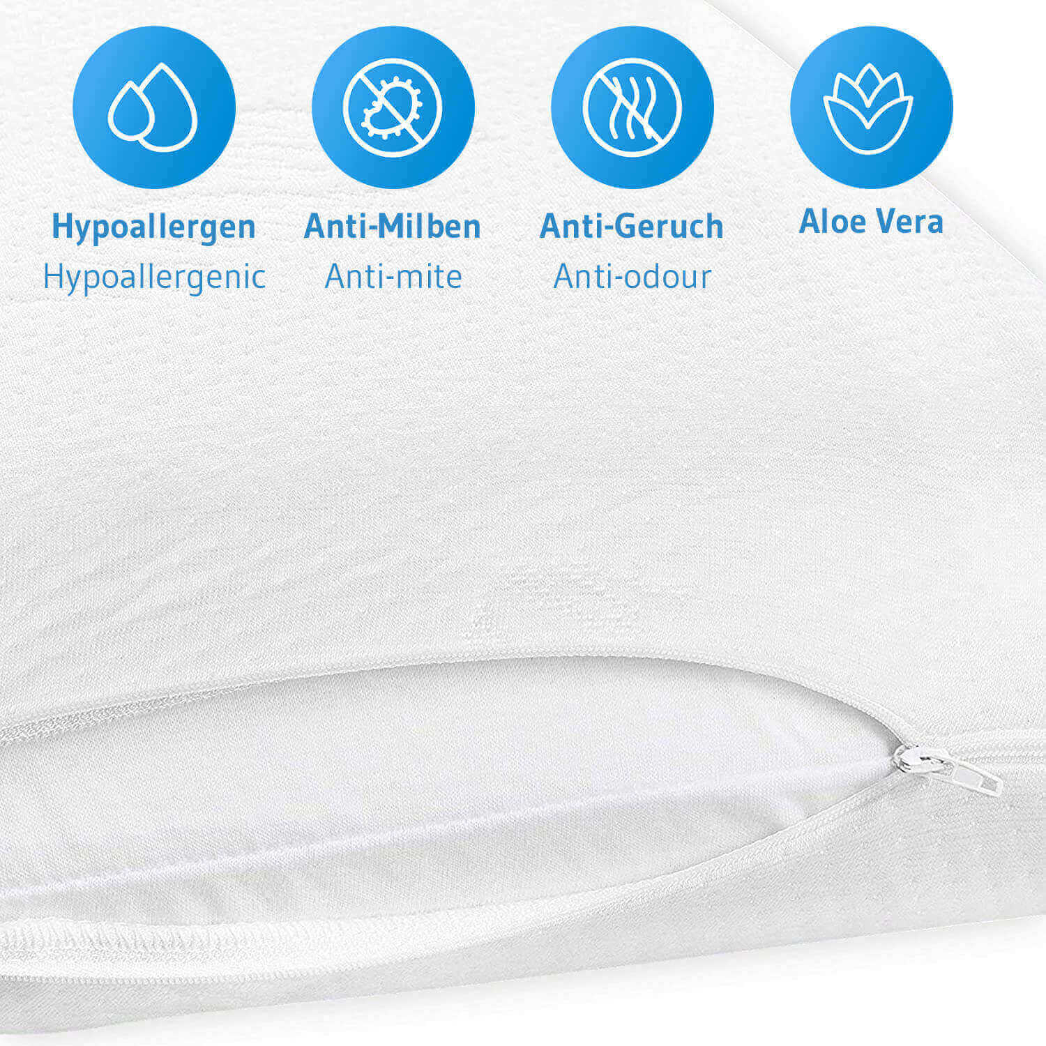 Aloe Vera Kissen SOÑAR aus Visco Schaum für zwei Personen, Lagerungskissen mit haufpflegendem Bezug und Anti-Milben-Schutz, 135 x 33 cm - Third of Life