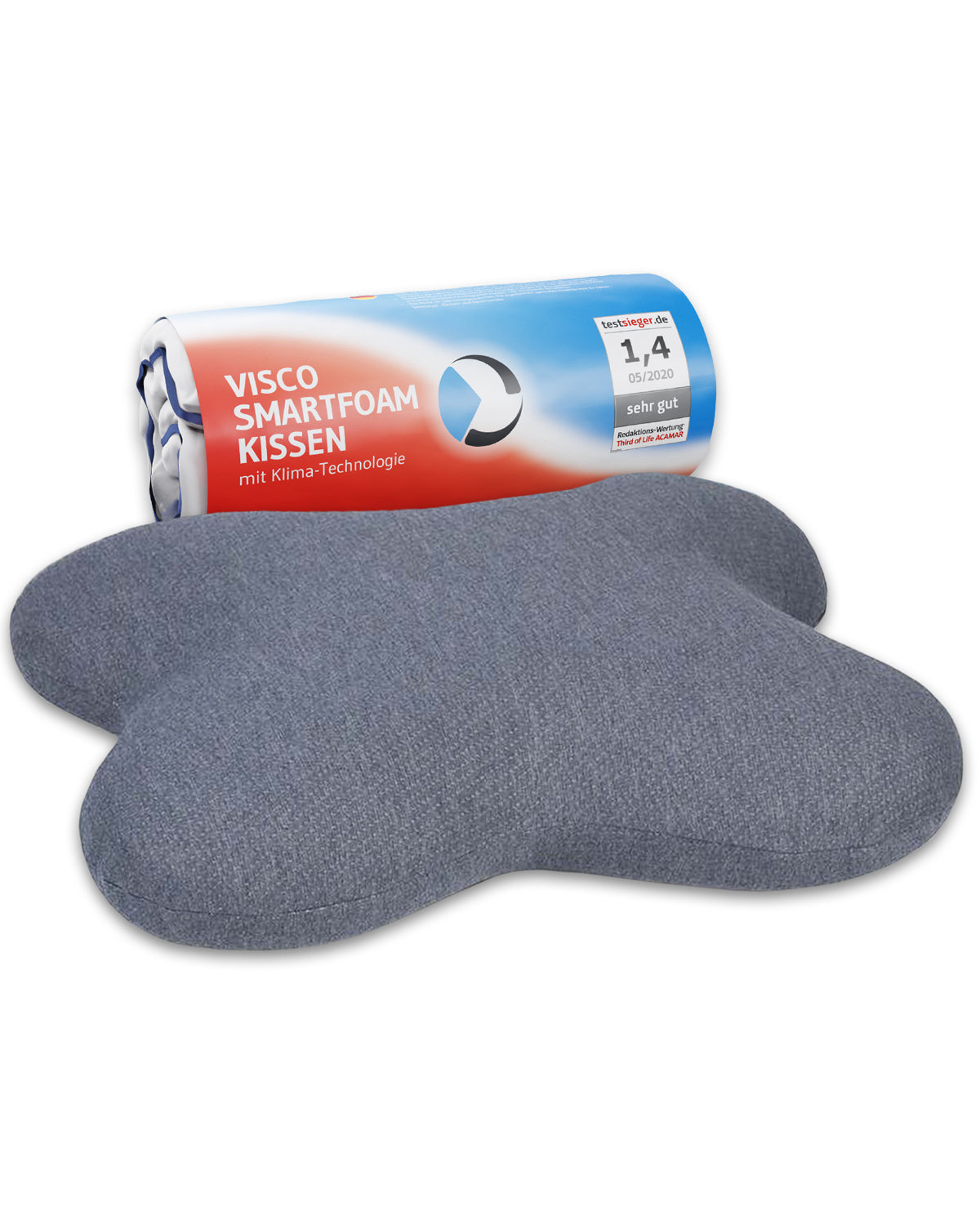 Seitenschläferkissen ACAMAR, ergonomisches Schmetterlingskissen aus Visco Schaum mit thermoregulierendem Bezug - Third of Life