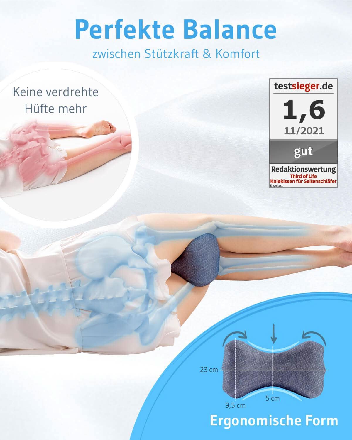 Kniekissen für Seitenschläfer QuickDry-Bezug - Third of Life