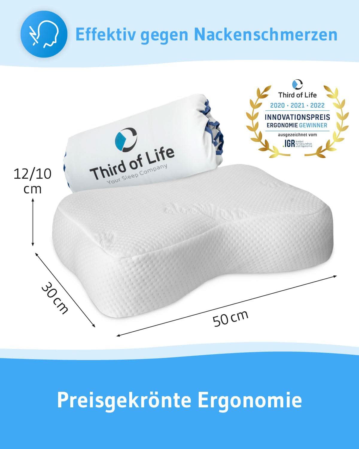 Nackenkissen ReCharge mit Bambus-Aktivkohle Viskoschaum - Third of Life