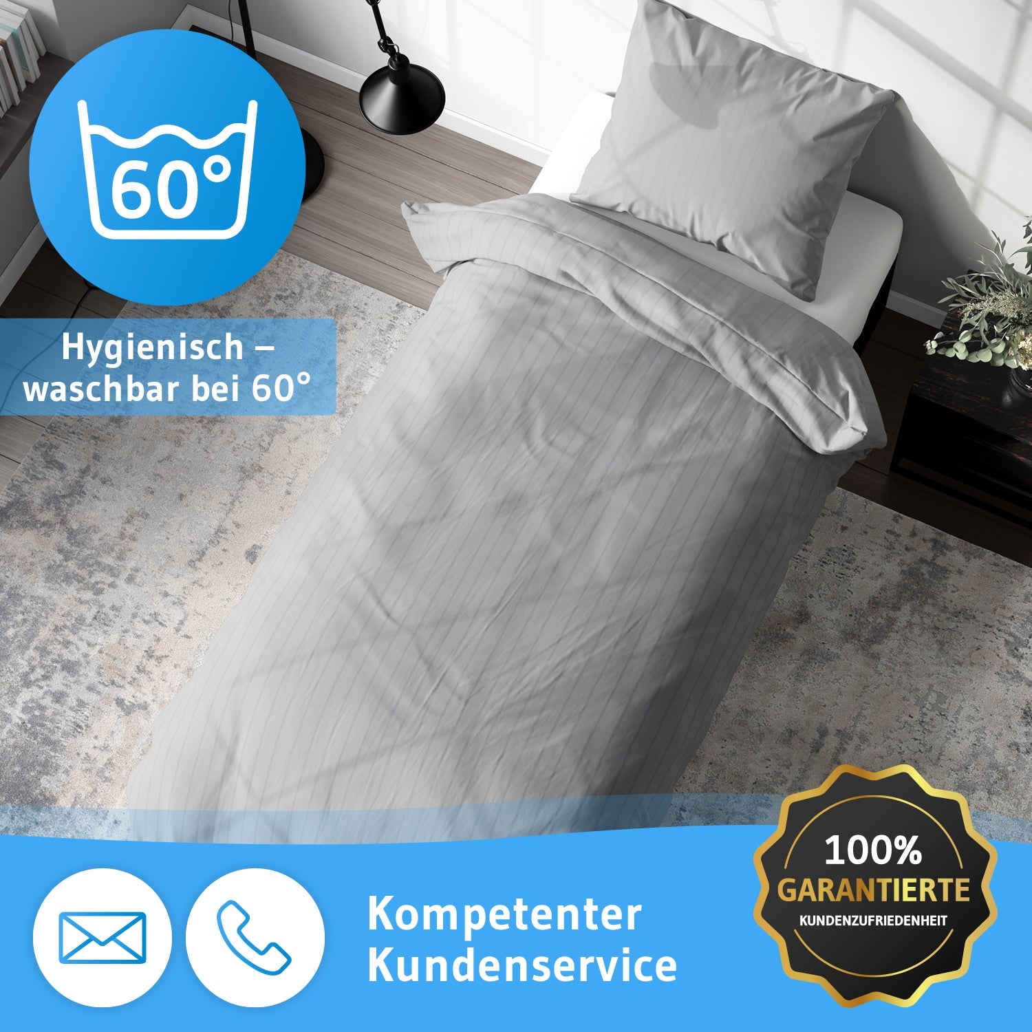 Mako-Satin Bettwäsche ELLA - 100% Baumwolle - STANDARD 100 by OEKO-TEX® – warm & flauschig - Third of Life