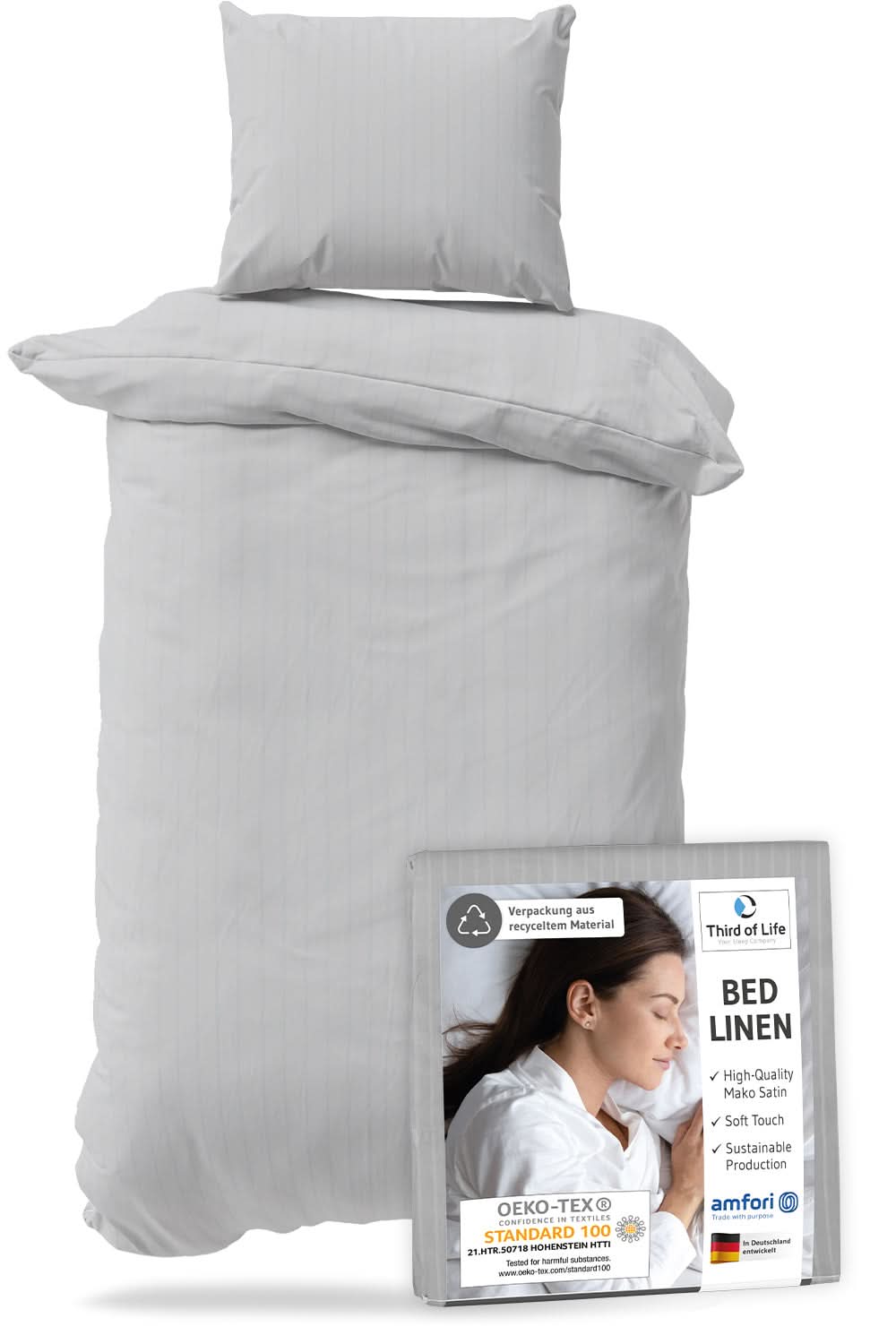 Mako-Satin Bettwäsche ELLA - 100% Baumwolle - STANDARD 100 by OEKO-TEX® – warm & flauschig - Third of Life