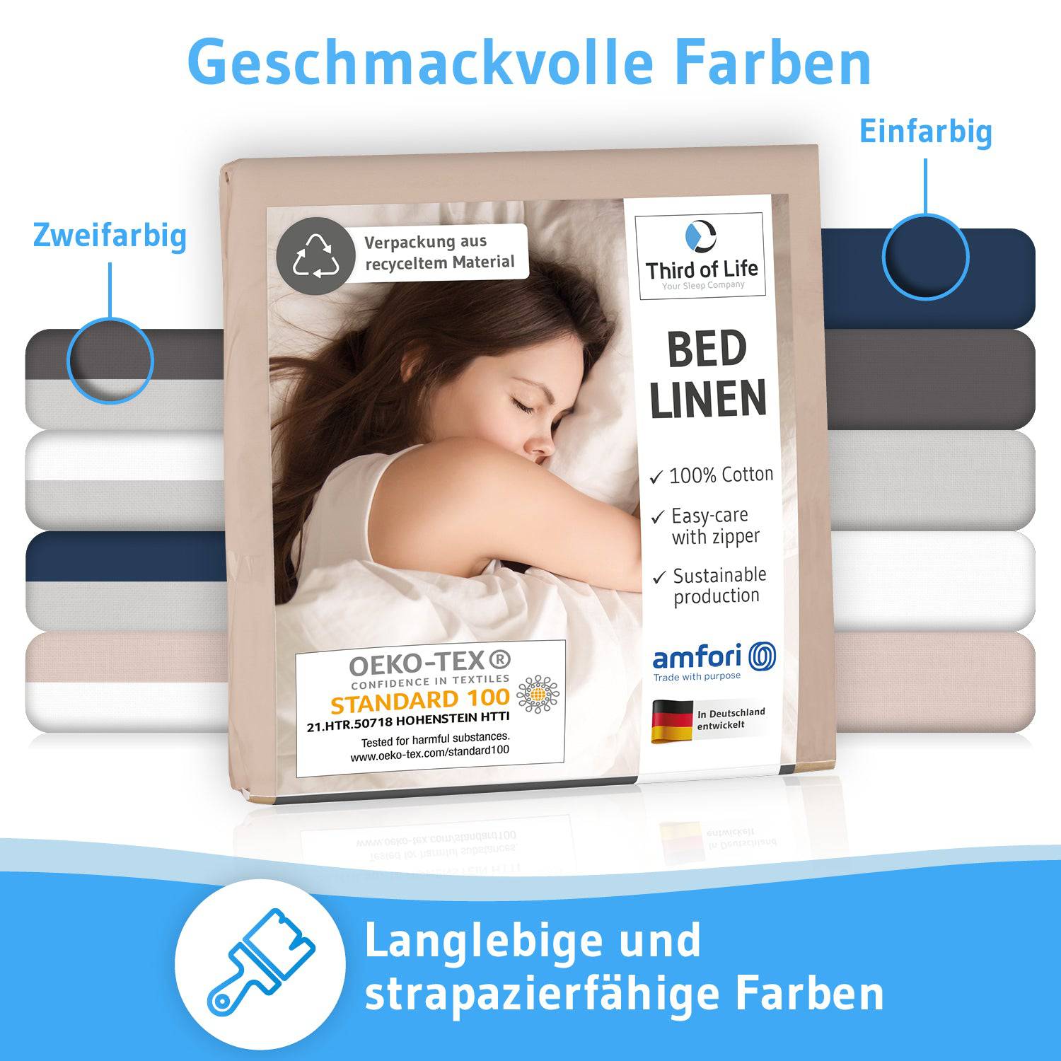 Renforce Bettwäsche NINO - 100% Baumwolle - STANDARD 100 by OEKO-TEX® – leicht & luftig - Third of Life