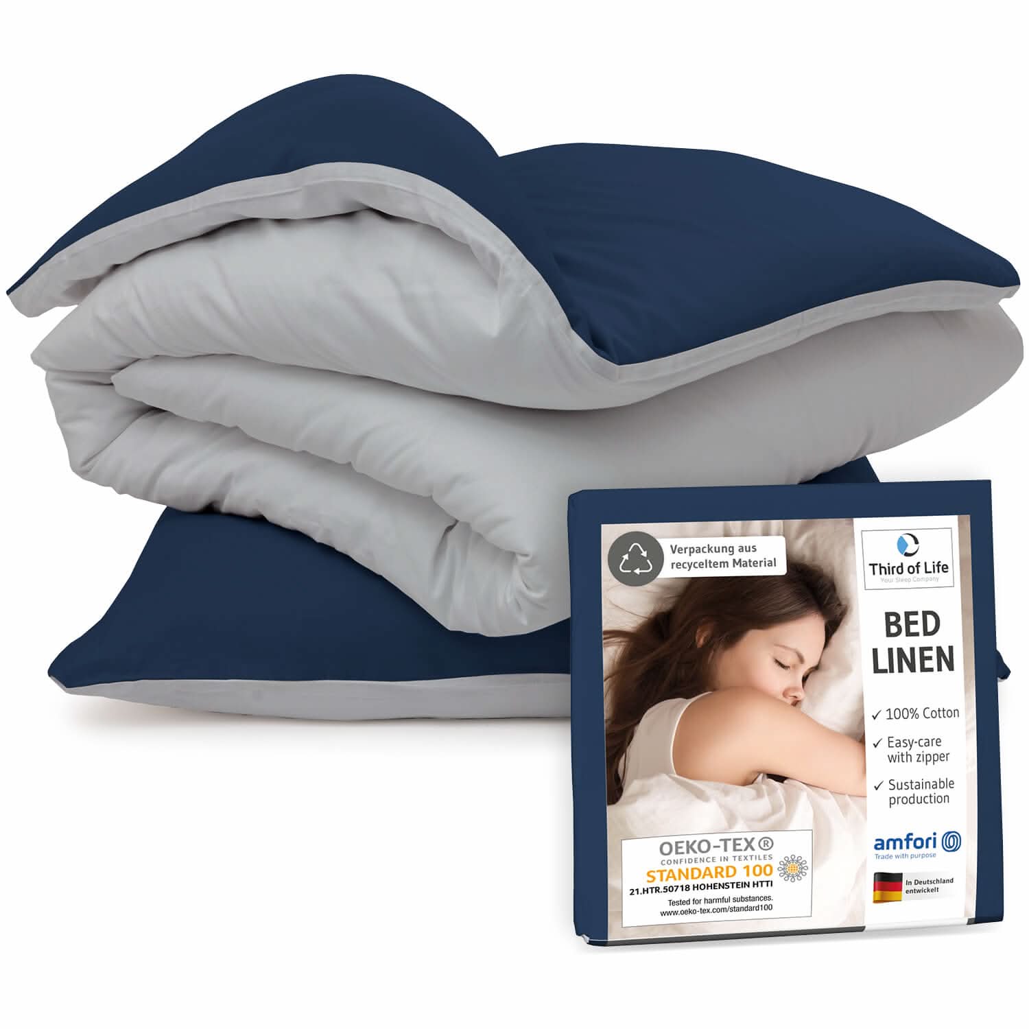 Renforce Bettwäsche NINO - 100% Baumwolle - STANDARD 100 by OEKO-TEX® – leicht & luftig - Third of Life