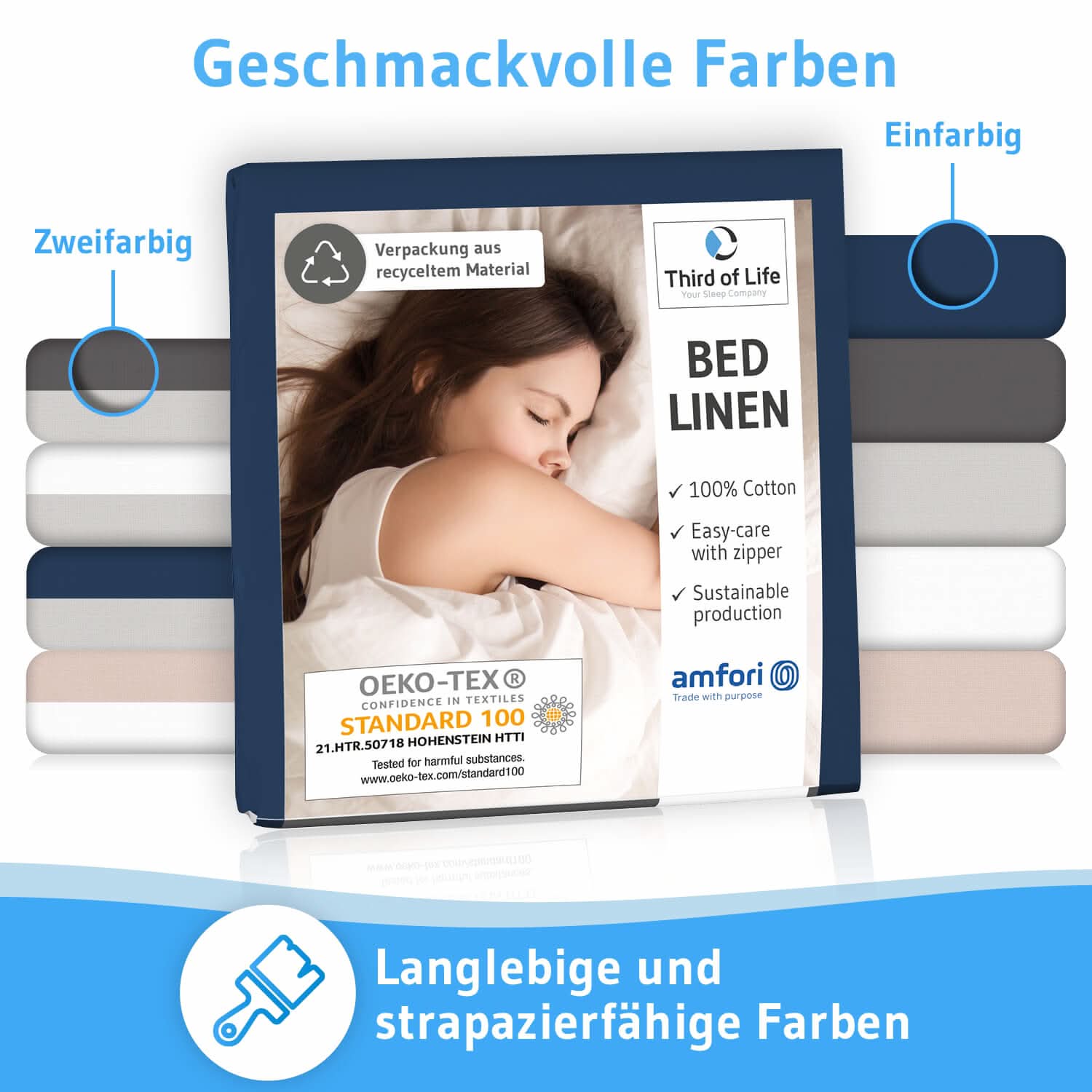 Renforce Bettwäsche NINO - 100% Baumwolle - STANDARD 100 by OEKO-TEX® – leicht & luftig - Third of Life