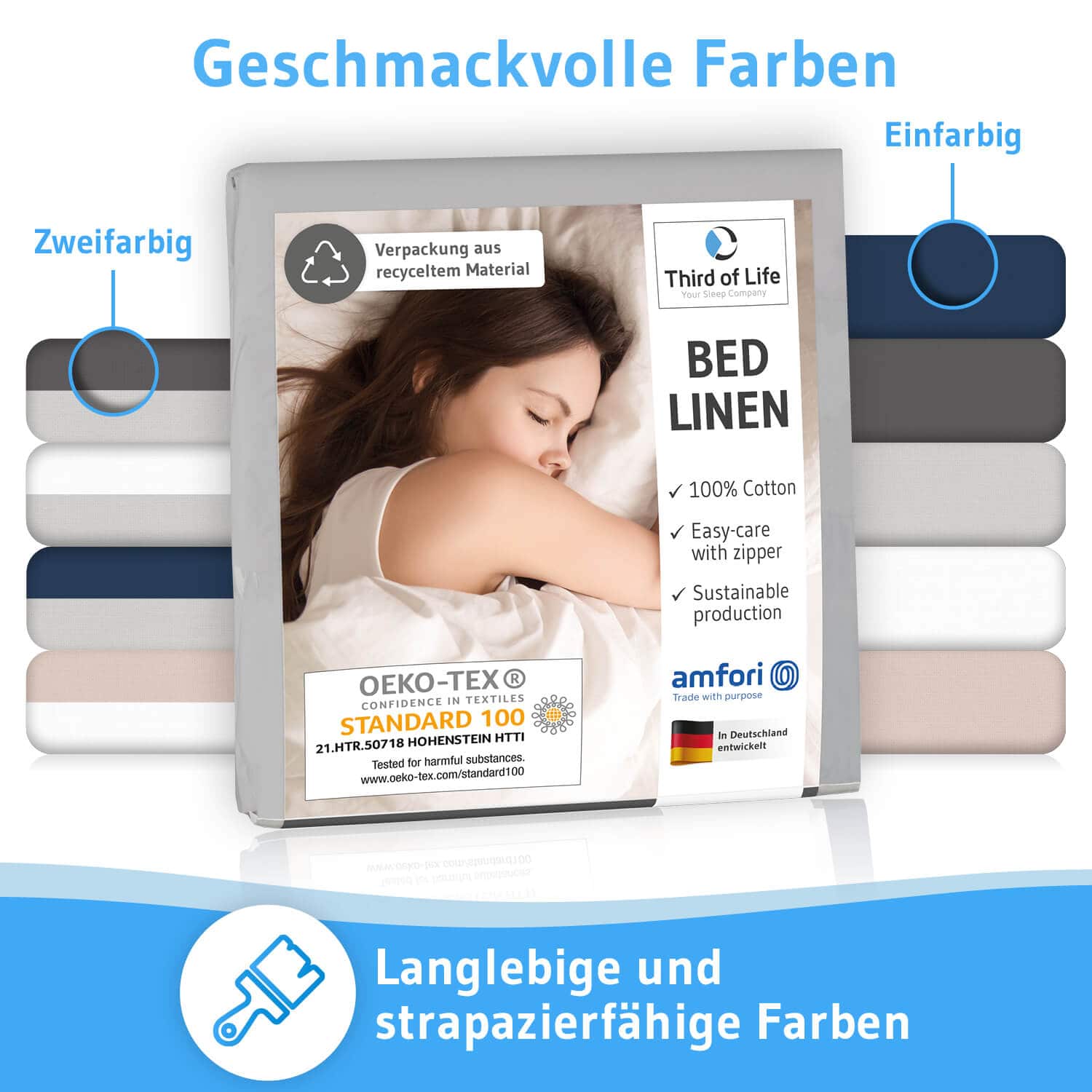 Renforce Bettwäsche NINO - 100% Baumwolle - STANDARD 100 by OEKO-TEX® – leicht & luftig - Third of Life