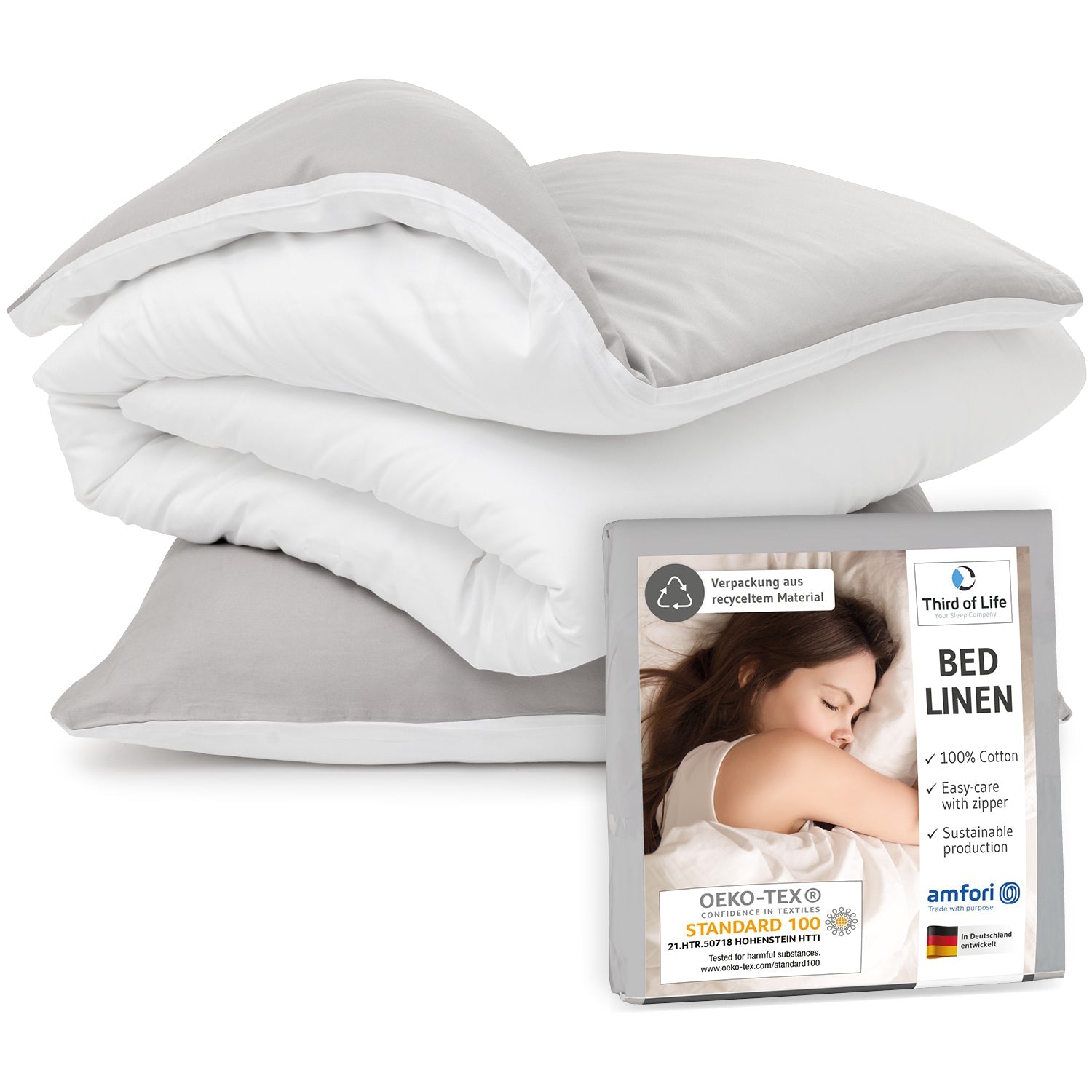 Renforce Bettwäsche NINO - 100% Baumwolle - STANDARD 100 by OEKO-TEX® – leicht & luftig - Third of Life