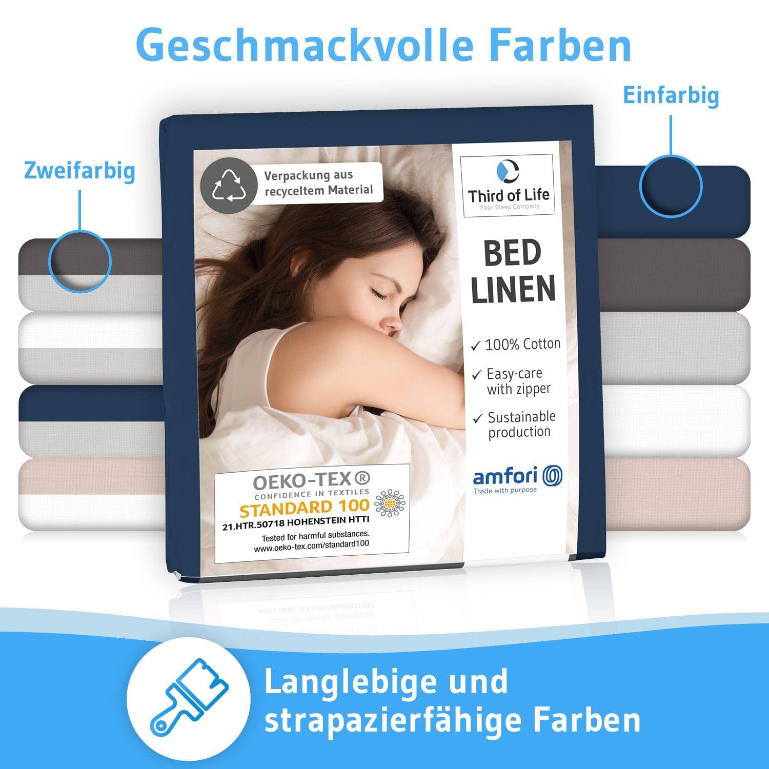 Renforce Bettwäsche NINO - 100% Baumwolle - STANDARD 100 by OEKO-TEX® – leicht & luftig - Third of Life