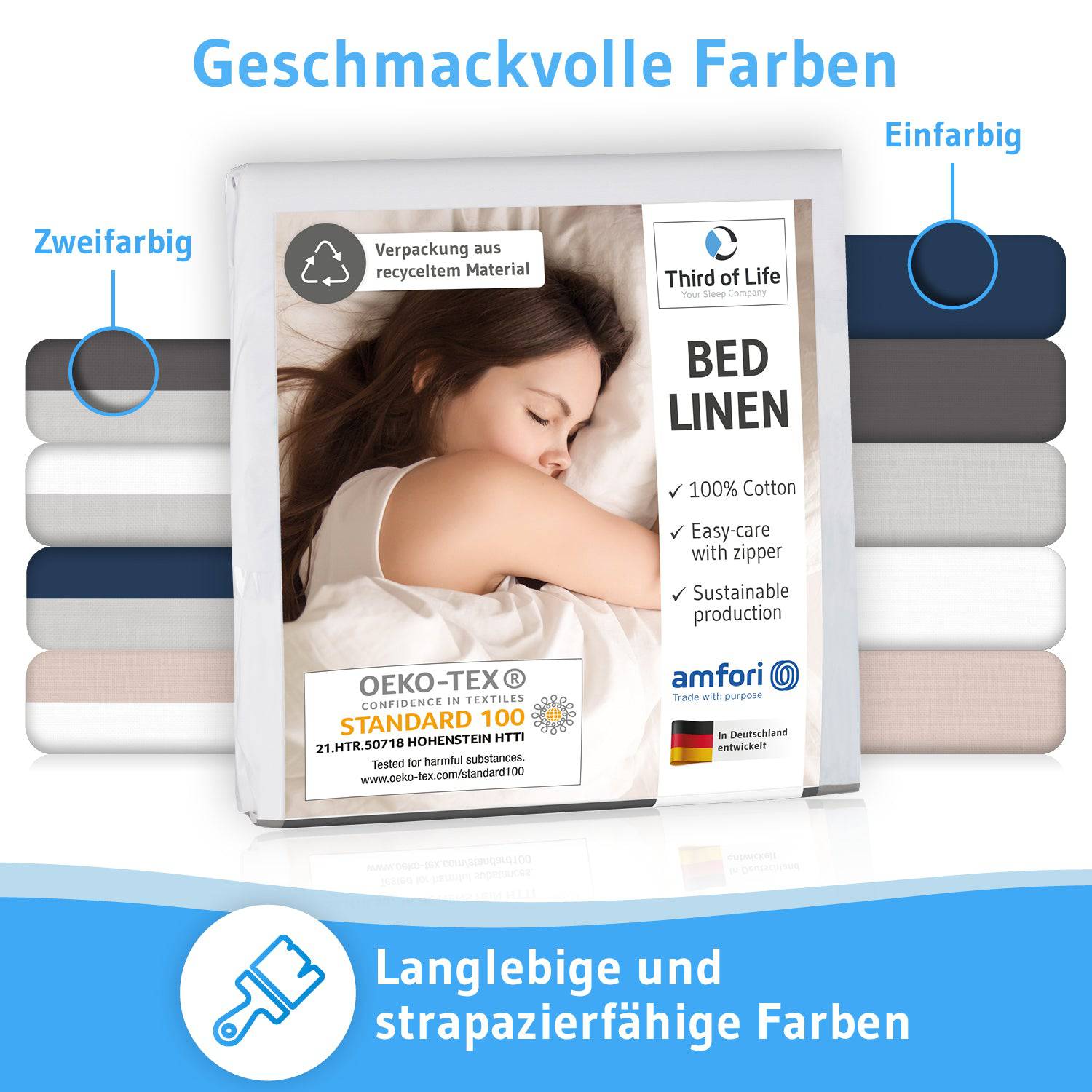 Renforce Bettwäsche NINO - 100% Baumwolle - STANDARD 100 by OEKO-TEX® – leicht & luftig - Third of Life