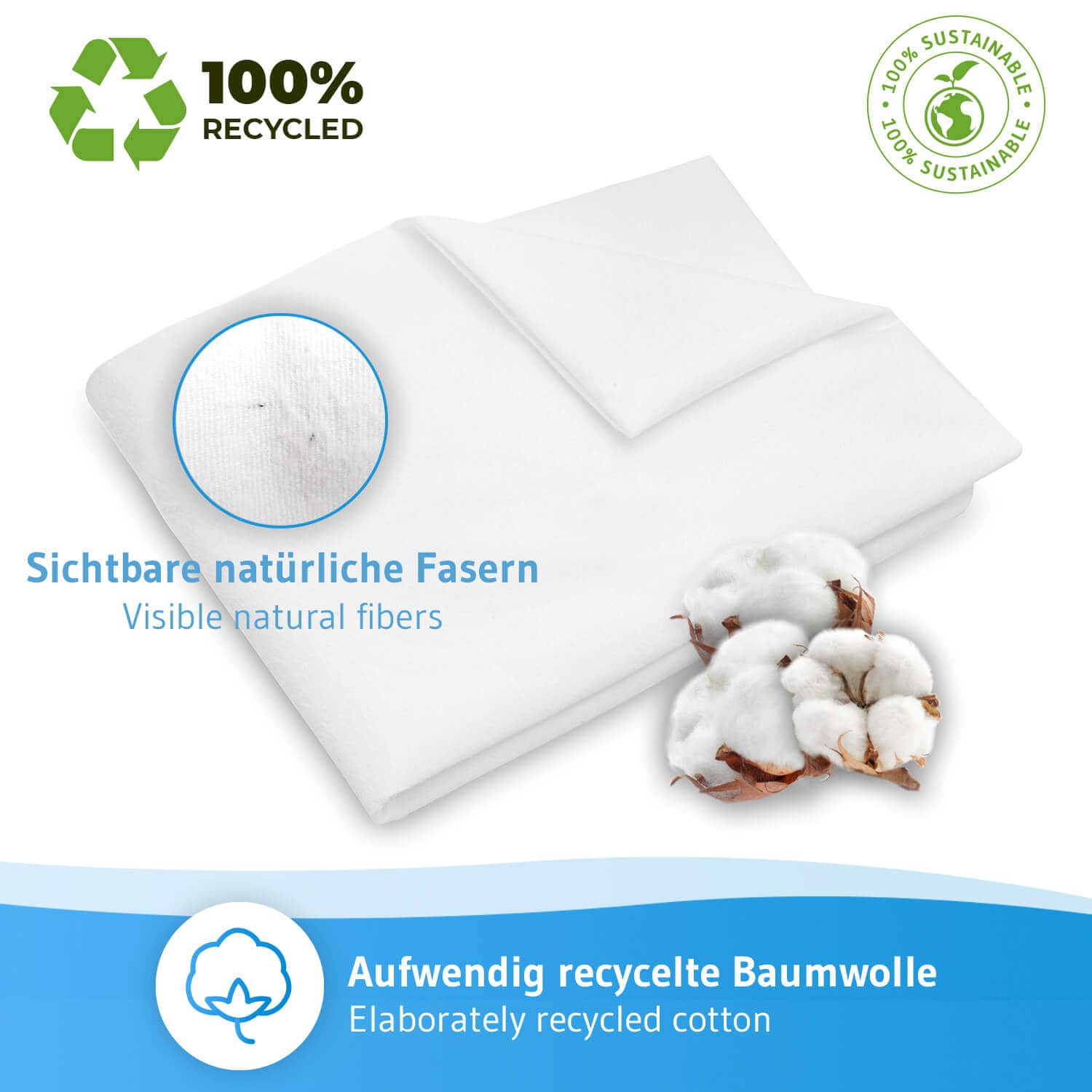 Nachhaltige Molton Matratzenauflage ERIKA mit 100% zertifizierter Bio-Baumwolle - Third of Life