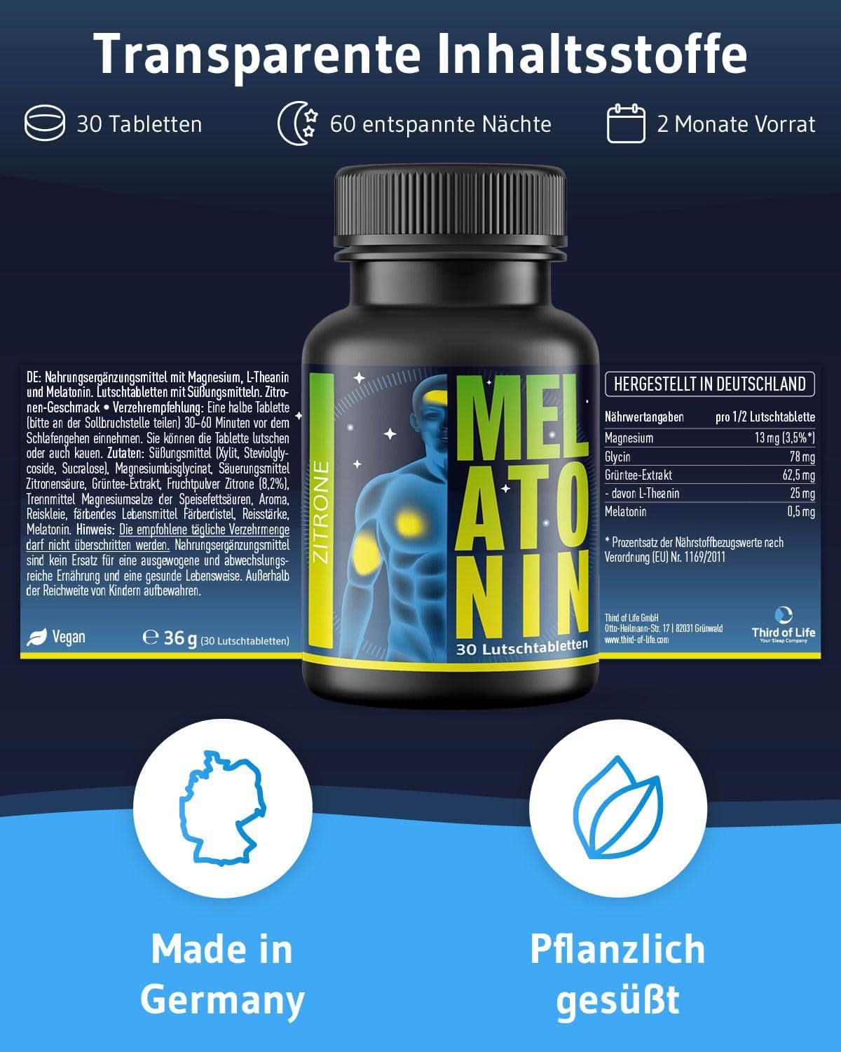 Melatonin-Lutschtabletten mit Zitronen-Geschmack - Third of Life