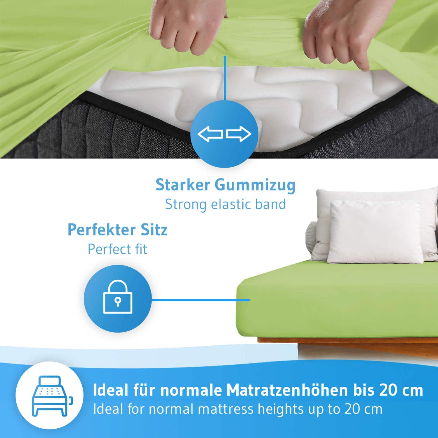 Kindergrößen: Jersey-Spannbettlaken aus 100 % Baumwolle ALBA,supersoft und atmungsaktiv, fusselfrei - Third of Life